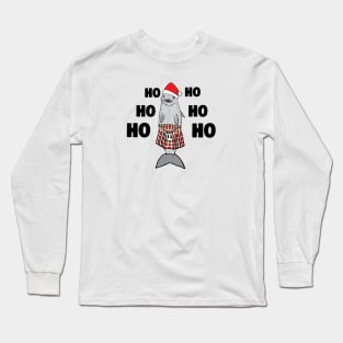 Christmas scottish salmon - kilt and sant claus hat Long Sleeve T-Shirt